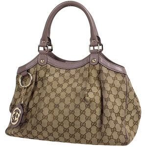 Gucci GG pattern Sukey handbag/tote bag, canvas, beige/brown, 211944, women's.
